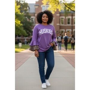 Gameday Couture Women's Washington Huskies 3X Shirt w/ Ruffle Sleeves